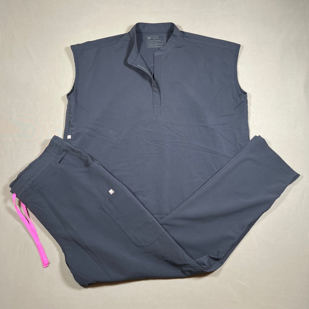 FIGS Scrub Set Night Sky Blue Large Rafaela Oversized Top Yola High Rise Pants